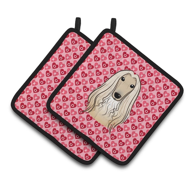 Carolines Treasures Afghan Hound Hearts Pair of Pot Holders - BB5314PTHD