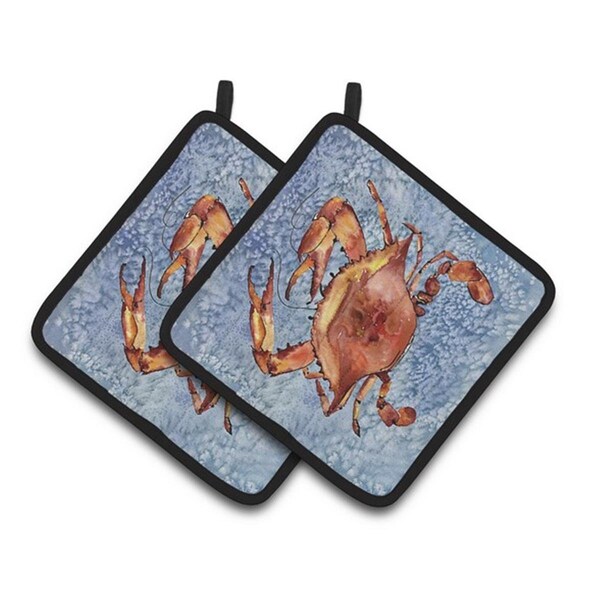 Carolines Treasures Crab Pair of Pot Holders, 7.5 x 3 x 7.5 in. - 8147PTHD