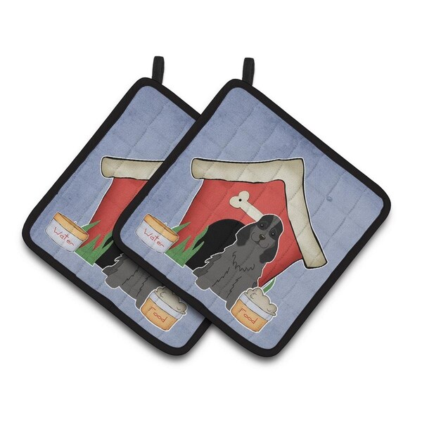 Carolines Treasures Dog House Collection Cocker Spaniel Black Pair of Pot Holders - BB2846PTHD
