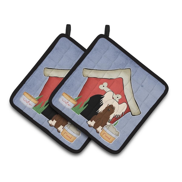 Carolines Treasures Dog House Collection Chinese Crested Cream Pair of Pot Holders - BB2867PTHD