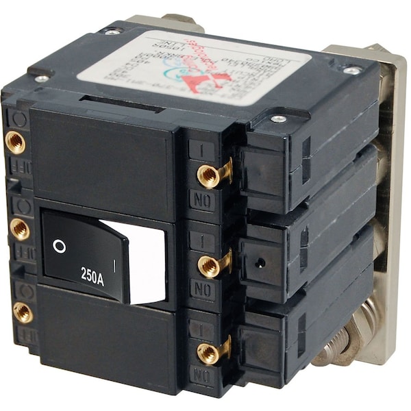 Blue Sea Systems Circuit Breaker, C Series, 250A, 3 Pole, 120/240V AC, 5kA at 48V DC - 7477