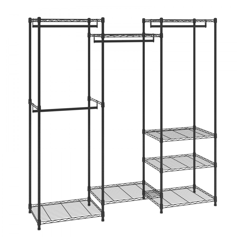 VEVOR Heavy Duty Clothes Rack, Rolling Clothing Garment Rack with 4 Hang Rods & 8 Storage Tiers, Adjustable Custom Closet Rack, Freestanding Wardrobe for Hanging Clothes, 800 lbs Load Capacity - FZKCYJ6878348I8KKV0