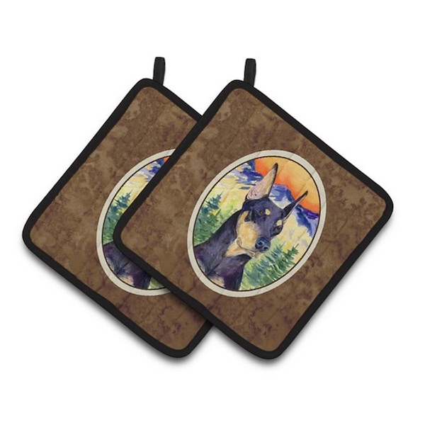 Carolines Treasures Doberman Pair of Pot Holders, 7.5 x 3 x 7.5 in. - SS8658PTHD