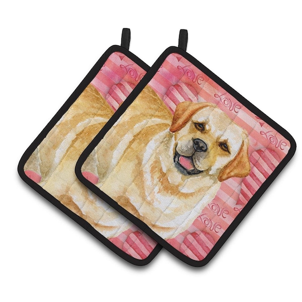 Carolines Treasures Golden Retriever Love Pair of Pot Holders - BB9751PTHD