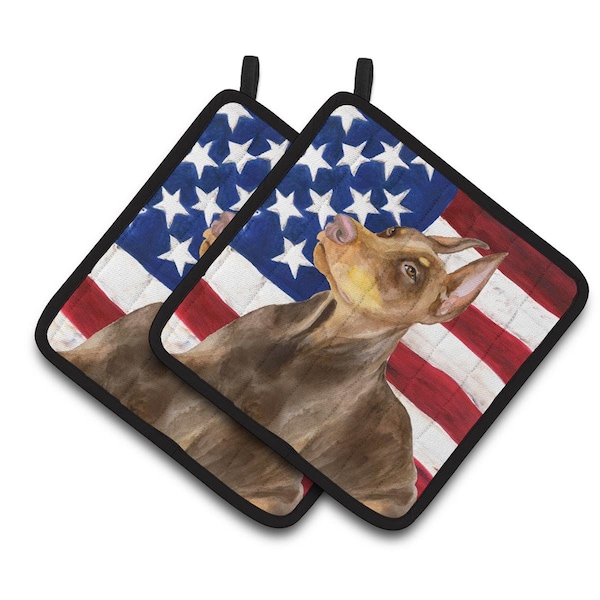 Carolines Treasures Doberman Pinscher Patriotic Pair of Pot Holders - BB9709PTHD