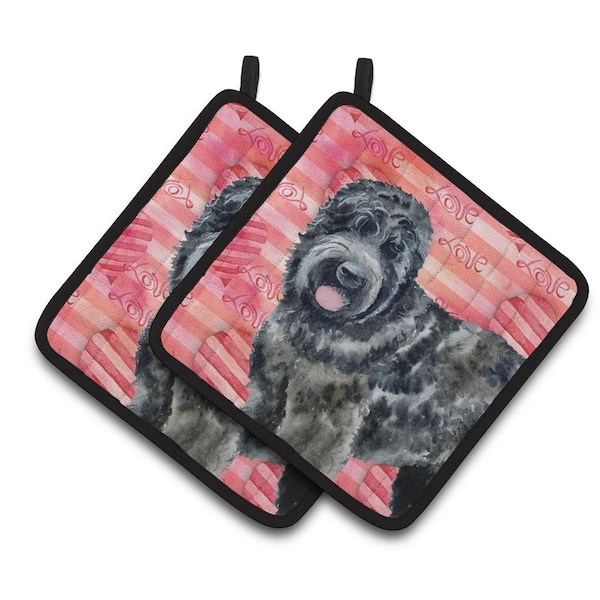Carolines Treasures Black Russian Terrier Love Pair of Pot Holders - BB9764PTHD