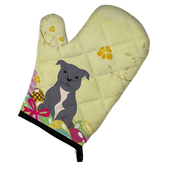 Carolines Treasures Easter Eggs Staffordshire Bull Terrier Blue Oven Mitt - BB6046OVMT