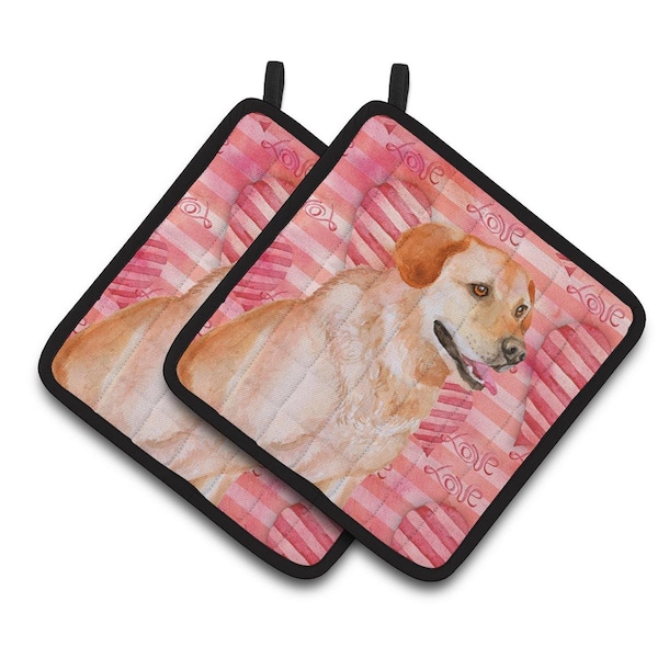 Carolines Treasures Labrador Retriever Love Pair of Pot Holders - BB9801PTHD