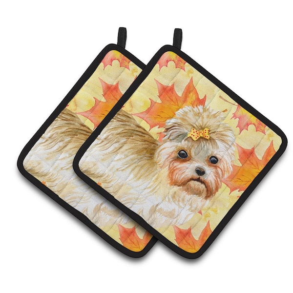 Carolines Treasures Morkie Fall Pair of Pot Holders - BB9929PTHD