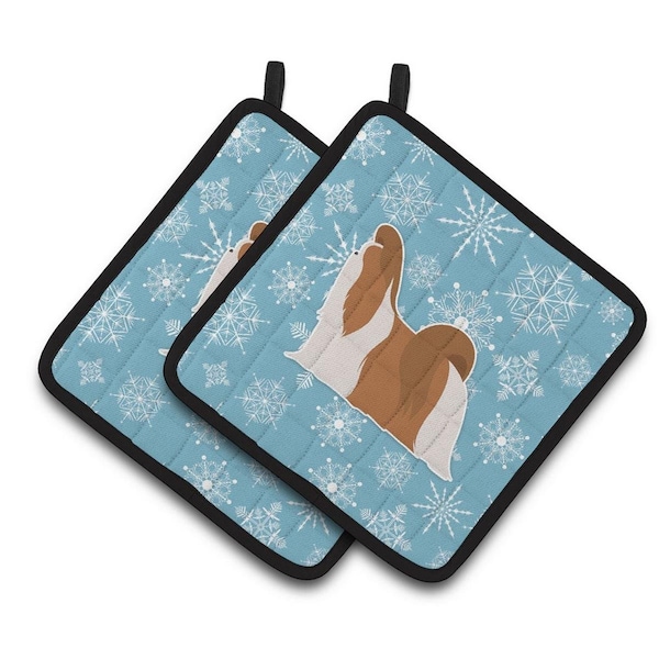Carolines Treasures Winter Snowflake Shih Tzu Pair of Pot Holders - BB3546PTHD