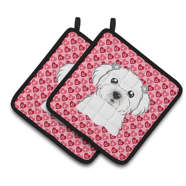 Carolines Treasures Maltese Hearts Pair of Pot Holders - BB5278PTHD