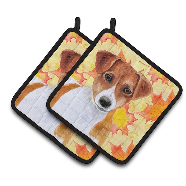 Carolines Treasures Jack Russell Terrier Fall Pair of Pot Holders - BB9950PTHD