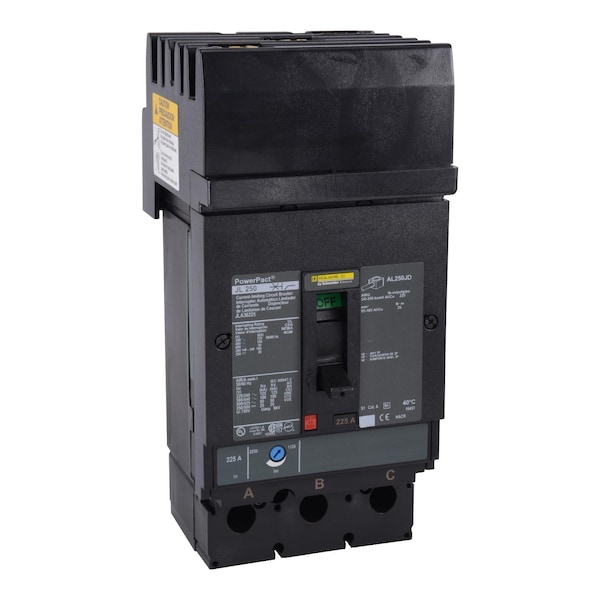 Square D Molded Case Circuit Breaker, JLA Series, 175A, 3 Pole, 600V AC, 125kA at 240V AC - JLA36175