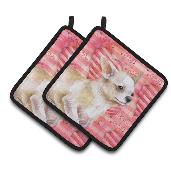 Carolines Treasures Chihuahua Leg up Love Pair of Pot Holders - BB9784PTHD