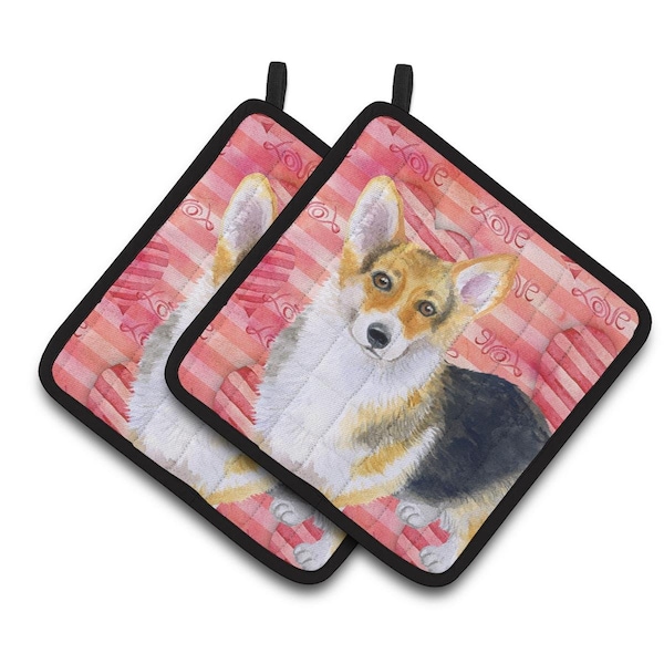 Carolines Treasures Pembroke Corgi Love Pair of Pot Holders - BB9729PTHD