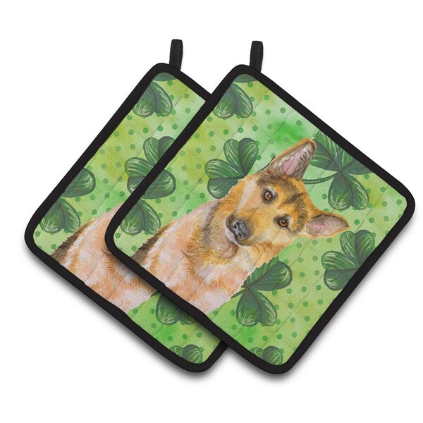 Carolines Treasures German Shepherd No.2 St.Patricks Pair of Pot Holders - BB9885PTHD