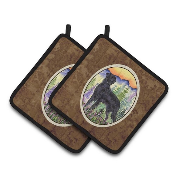 Carolines Treasures Flat Coated Retriever Pair of Pot Holders, 7.5 x 3 x 7.5 in. - SS8263PTHD