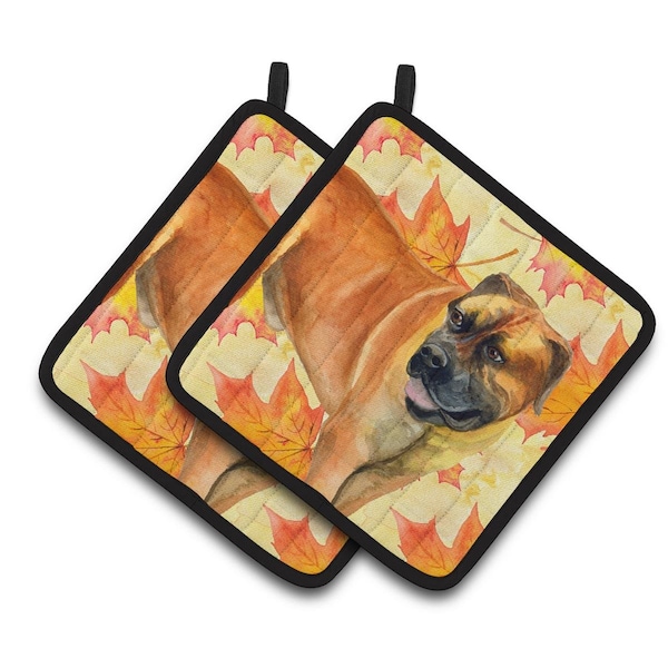Carolines Treasures Boerboel Mastiff Fall Pair of Pot Holders - BB9907PTHD