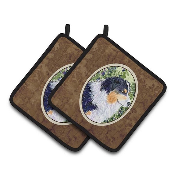 Carolines Treasures Australian Shepherd Pair of Pot Holders, 7.5 x 3 x 7.5 in. - SS8737PTHD