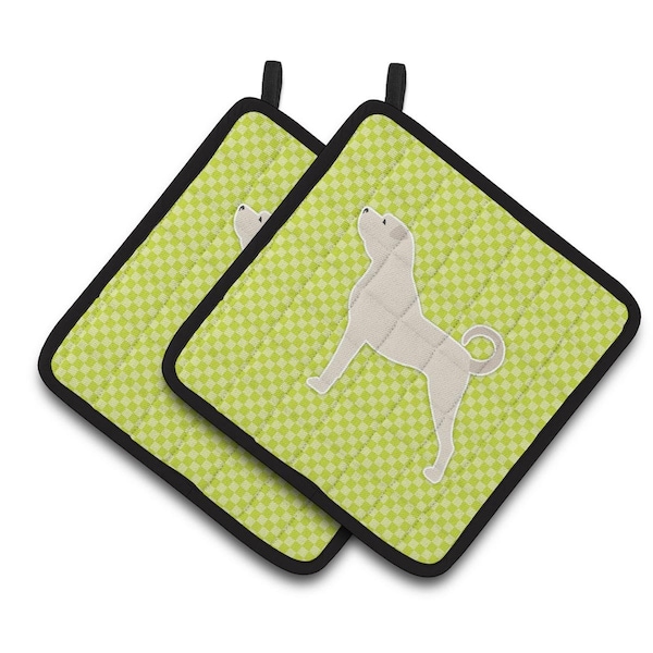 Carolines Treasures Anatolian Shepherd Checkerboard Green Pair of Pot Holders - BB3877PTHD