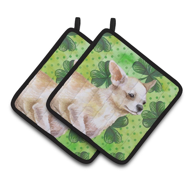 Carolines Treasures Chihuahua Leg Up St.Patricks Pair of Pot Holders - BB9871PTHD