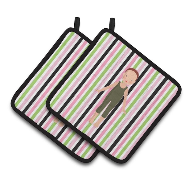 Carolines Treasures Dancer Bikatard Flexed Hands Pair of Pot Holders - BB5183PTHD