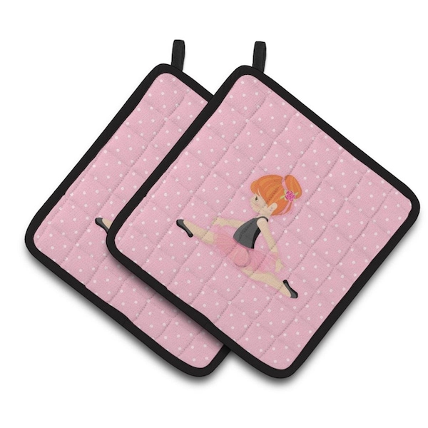 Carolines Treasures Ballerina Red Head Jete Pair of Pot Holders - BB5165PTHD