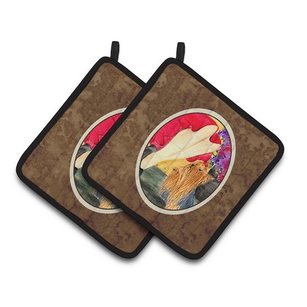 Carolines Treasures Lady with Her Yorkie Pair of Pot Holders, 7.5 x 3 x 7.5 in. - SS8522PTHD