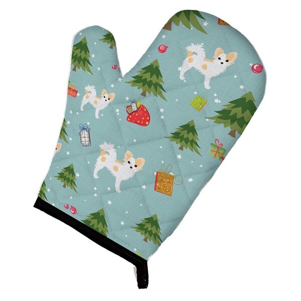 Carolines Treasures Christmas Longhair Pied Chihuahua Oven Mitt - BB4927OVMT