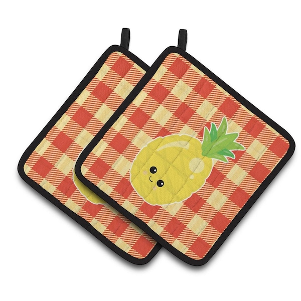 Carolines Treasures Pineapple Face Pair of Pot Holders - BB6992PTHD