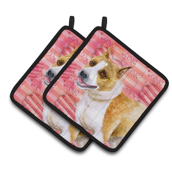 Carolines Treasures American Staffordshire Love Pair of Pot Holders - BB9731PTHD