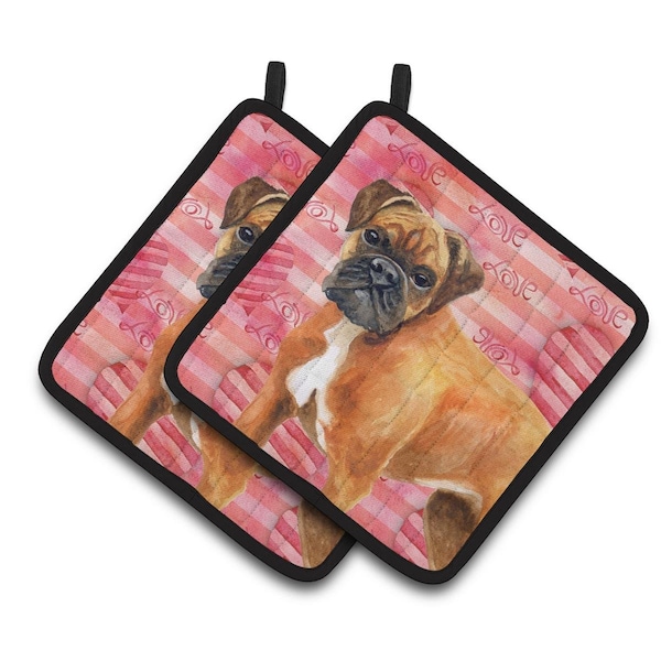Carolines Treasures German Boxer Love Pair of Pot Holders - BB9727PTHD