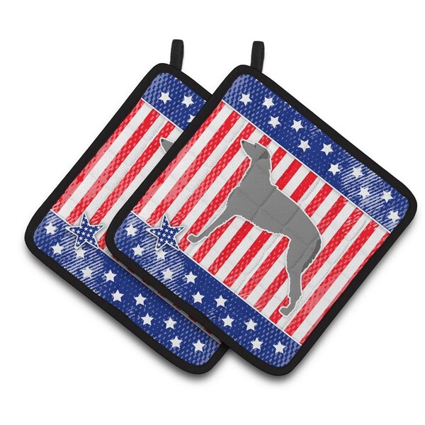 Carolines Treasures USA Patriotic Scottish Deerhound Pair of Pot Holders - BB3296PTHD