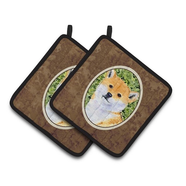 Carolines Treasures Shiba Inu Pair of Pot Holders, 7.5 x 3 x 7.5 in. - SS8719PTHD