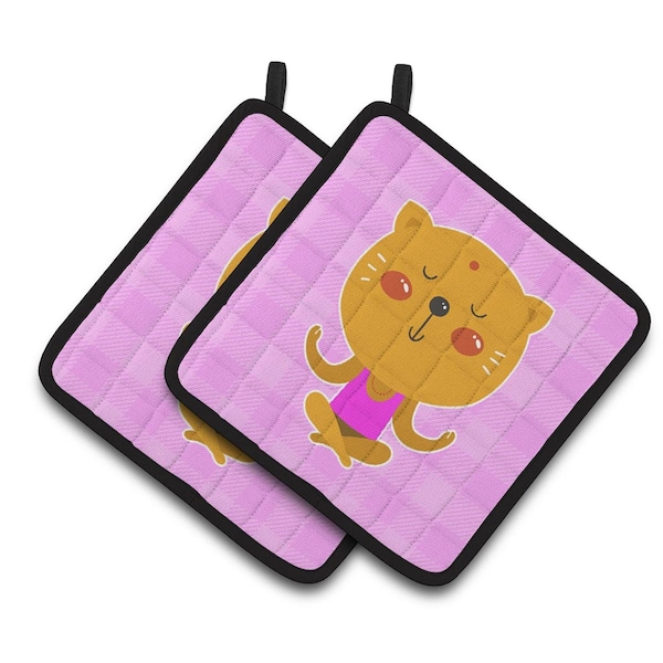 Carolines Treasures Yoga Cat Pair of Pot Holders - BB6728PTHD
