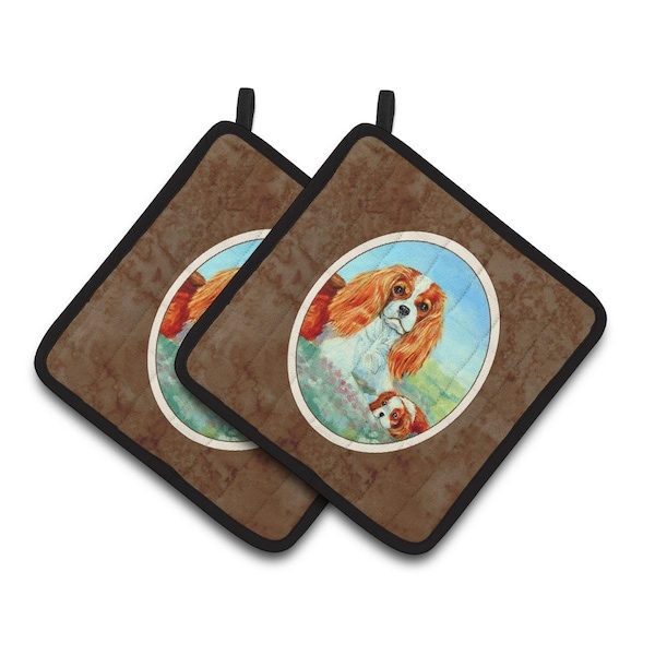 Carolines Treasures Cavalier Spaniel Mommas Love Pair of Pot Holders - 7019PTHD