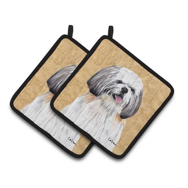 Carolines Treasures Carolines Treasures SC9128PTHD Shih Tzu Wipe Your Paws Pair of Pot Holders; 7.5 x 3 x 7.5 in. - SC9128PTHD