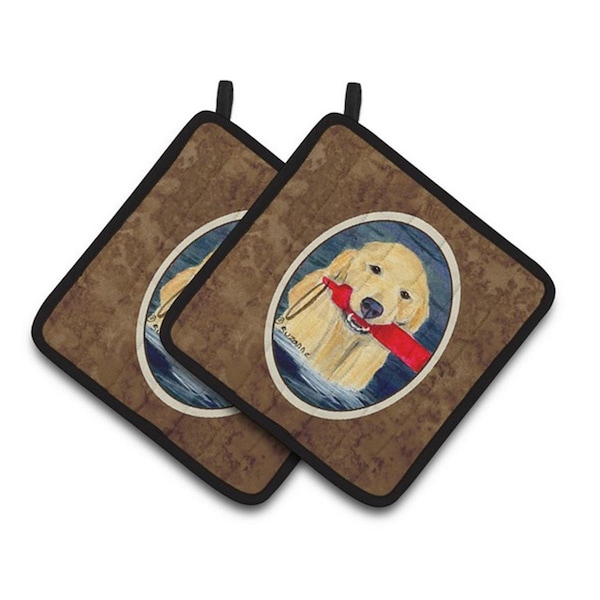 Carolines Treasures Golden Retriever Pair of Pot Holders, 7.5 x 3 x 7.5 in. - SS8868PTHD