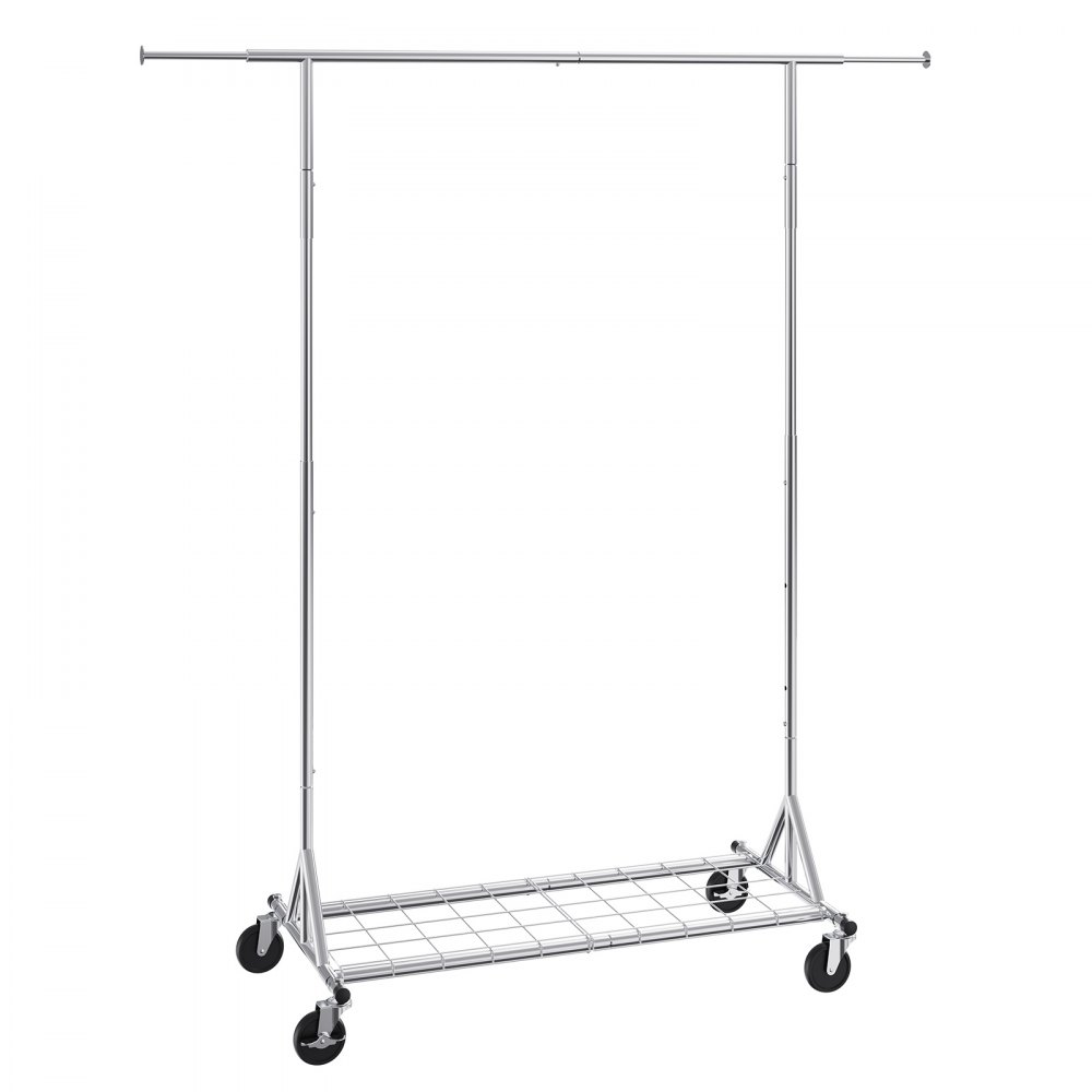 VEVOR Clothes Rack with Wheels, Heavy Duty Clothing Garment Rack, Commercial Clothing Rack for Hanging Clothes with Bottom Storage Area, 450 lbs Load Capacity, Adjustable Height and Extendable Length - JYKCYJ4858111TUHJV0
