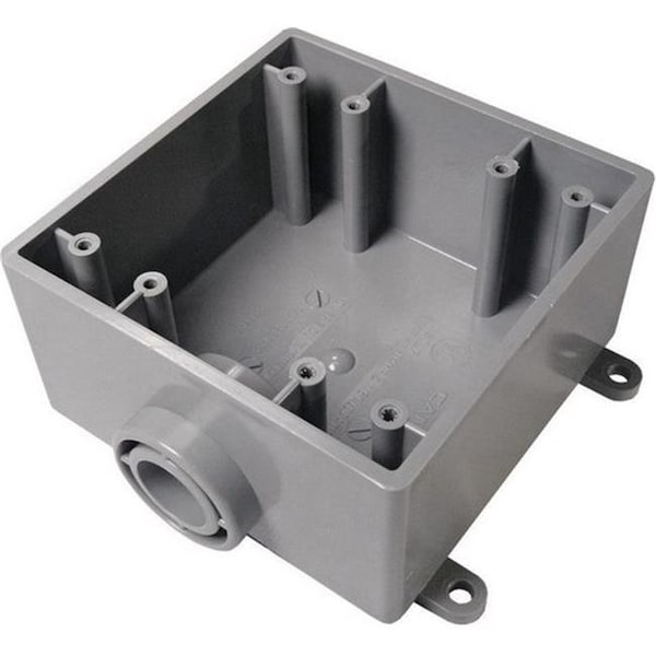 Keen Electrical Box, 32 cu in, FSE Box Type, 2 Gangs, PVC, Square Shape - KE151019