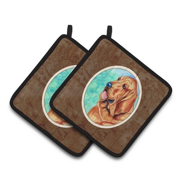 Carolines Treasures Bloodhound Pair of Pot Holders, 7.5 x 3 x 7.5 in. - 7224PTHD