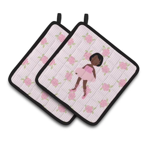 Carolines Treasures Ballerina African American Short Hair Pair of Pot Holders - BB5190PTHD