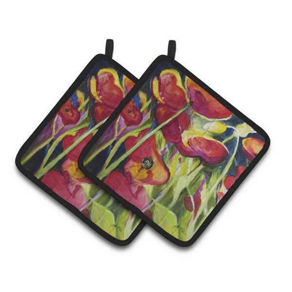 Carolines Treasures Poppies Pair of Pot Holders, 7.5 x 3 x 7.5 in. - JMK1269PTHD