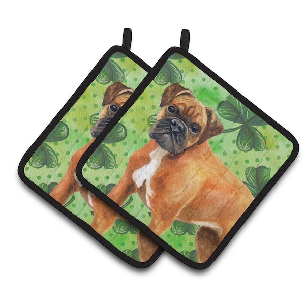 Carolines Treasures German Boxer St Patricks Pair of Pot Holders - BB9814PTHD