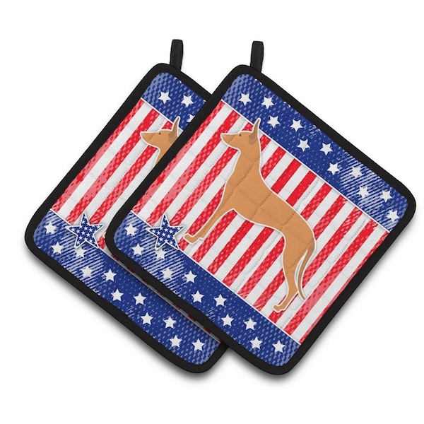 Carolines Treasures USA Patriotic Pharaoh Hound Pair of Pot Holders - BB3288PTHD