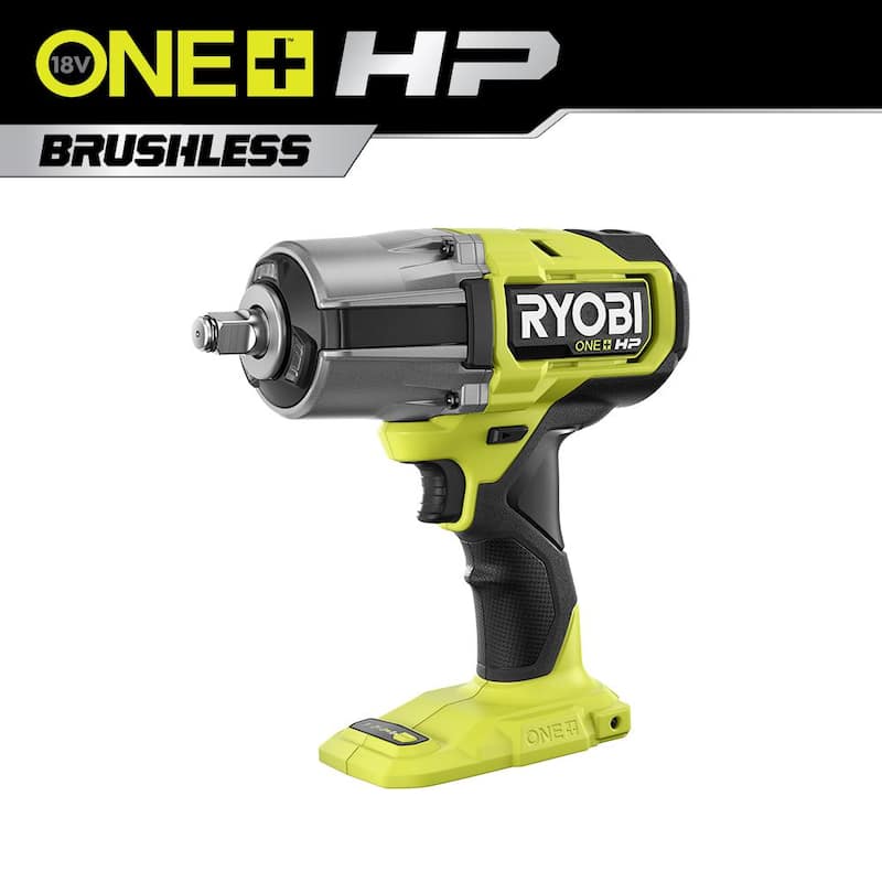 Llave de impacto inalámbrica sin escobillas de alta torsión de 18V y 1/2 pulgadas con 4 modos RYOBI ONE+ HP (Herramienta solamente) - PBLIW01B.
