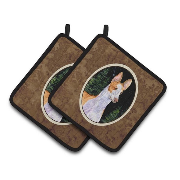 Carolines Treasures Starry Night Ibizan Hound Pair of Pot Holders, 7.5 x 3 x 7.5 in. - SS8495PTHD