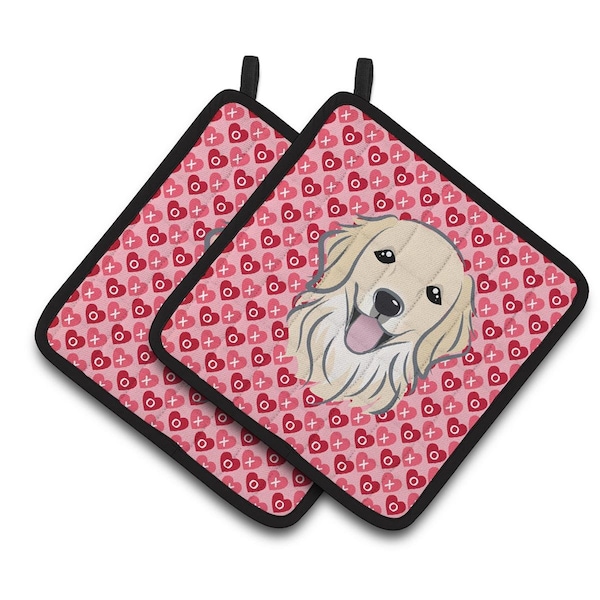 Carolines Treasures Golden Retriever Hearts Pair of Pot Holders - BB5275PTHD