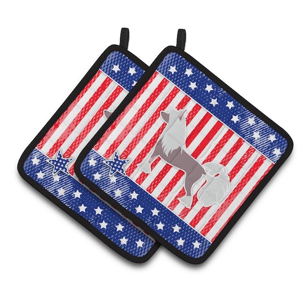 Carolines Treasures USA Patriotic Chinese Crested Pair of Pot Holders - BB3343PTHD