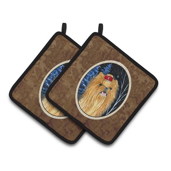 Carolines Treasures Starry Night Yorkie Pair of Pot Holders, 7.5 x 3 x 7.5 in. - SS8413PTHD